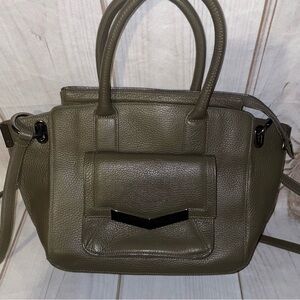 Time's Arrow Jo Mini Leather Tote Bag Pebble Leather Green Gray Detachable Strap
